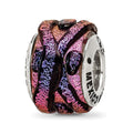 Sterling Silver Reflections Purple Dichroic Glass Bead, 12.73 x 7.27 mm