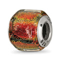 Sterling Silver Reflections Orange Dichroic Glass Bead, 13.64 x 6.36 mm