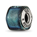 Sterling Silver Reflections Blue Dichroic Glass Bead, 10.91 x 8.18 mm