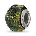 Sterling Silver Reflections Yellow Dichroic Glass Square Bead, 10.91 x 8.18 mm