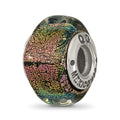 Sterling Silver Reflections Purple Dichroic Glass Square Bead, 12.73 x 7.27 mm