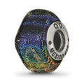 Sterling Silver Reflections Rainbow Dichroic Glass Square Bead, 12.73 x 7.27 mm