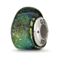 Sterling Silver Reflections Yellow Dichroic Glass Triangle Bead, 12.73 x 4.55 mm