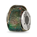 Sterling Silver Reflections Rainbow Dichroic Glass Triangle Bead, 12.73 x 4.55 mm