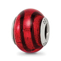 Sterling Silver Reflections Red/Black Italian Murano Bead, 15.45 x 10.91 mm, 2.34 g