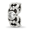 Sterling Silver Reflections CZ Connector Bead, 16.36 x 7.27 mm