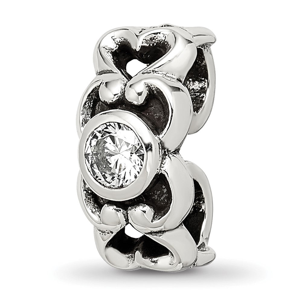 Sterling Silver Reflections CZ Connector Bead, 16.36 x 7.27 mm