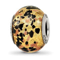 Sterling Silver Reflections Yellow/Gold/Black Italian Murano Bead, 15.45 x 10.91 mm