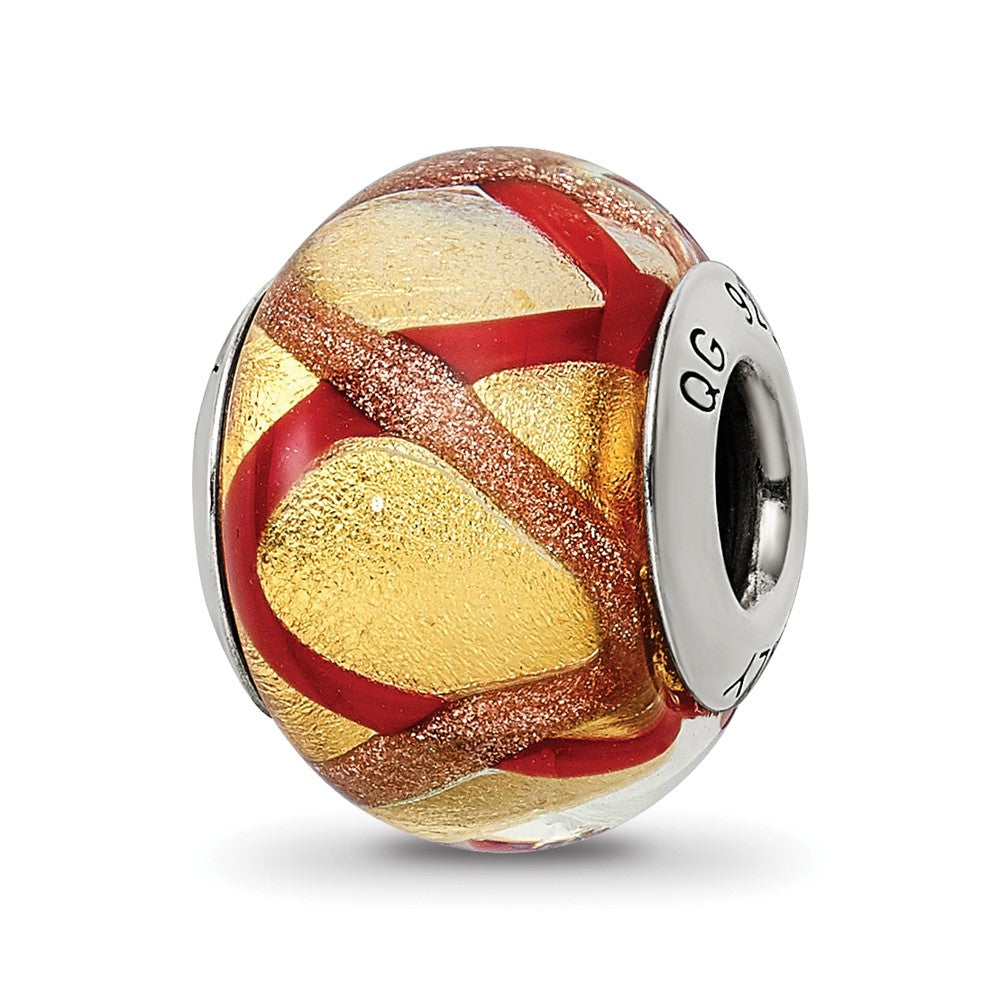 Sterling Silver Reflections Yellow/Gold/Red Italian Murano Bead, 15.45 x 10.91 mm, 2.16 g