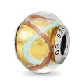 Sterling Silver Reflections Yellow/Gold/Blue Italian Murano Bead, 15.45 x 10.91 mm