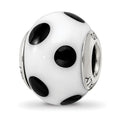 Sterling Silver Reflections White/Black Italian Murano Bead, 15.45 x 10.91 mm