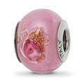 Sterling Silver Reflections Pink/Red/Brown Italian Murano Bead, 15.45 x 10.91 mm