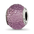 Sterling Silver Reflections Purple Italian Murano Bead, 15.45 x 10.91 mm