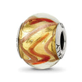 Sterling Silver Reflections Yellow/Gold/Red Italian Murano Bead, 15.45 x 10.91 mm, 2.52 g