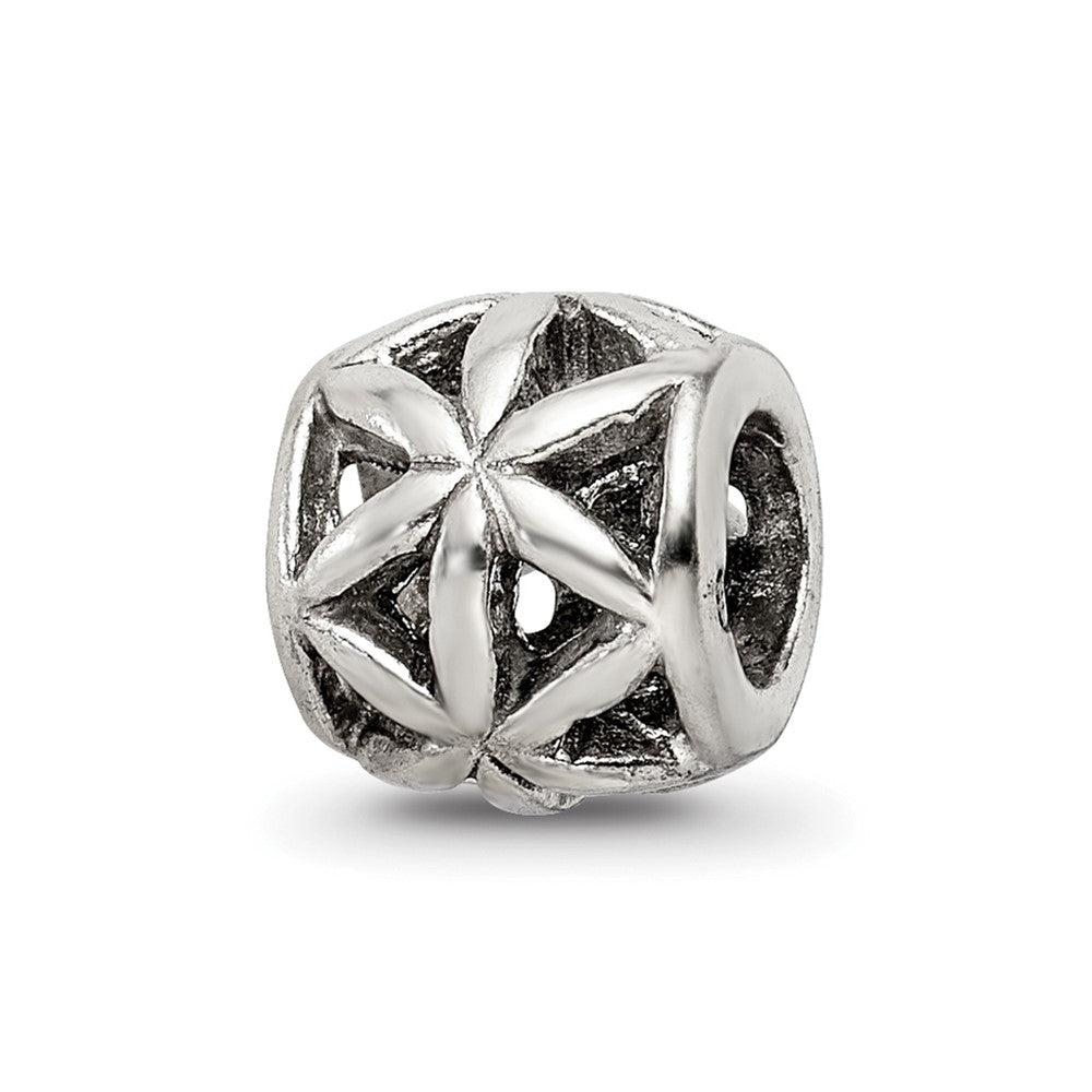 Sterling Silver Reflections Floral Cut Out Bali Bead, 8.18 x 7.27 mm