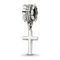 Sterling Silver Reflections Plain Cross Dangle Bead, 22.73 x 6.36 mm
