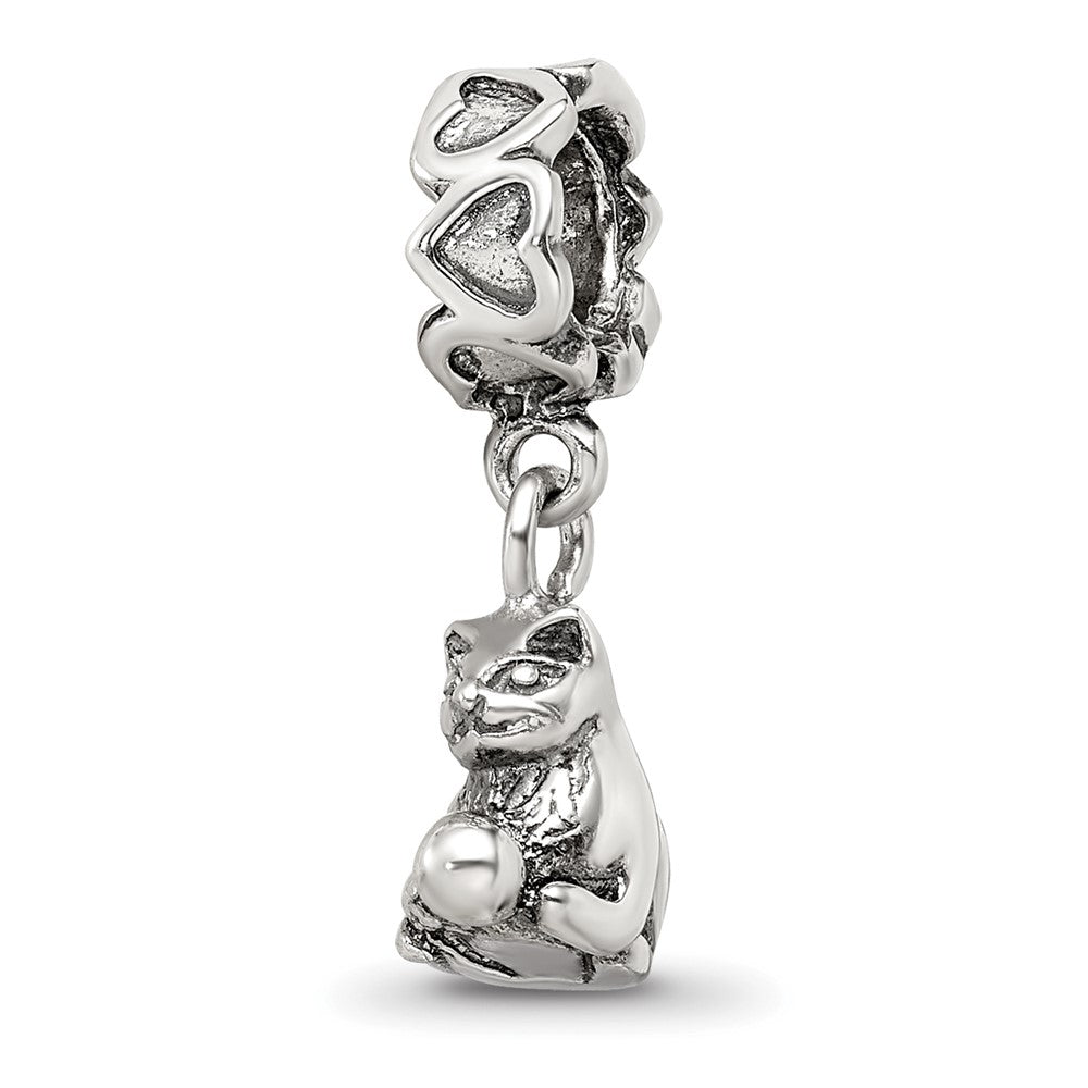 Sterling Silver Reflections Kitten with Ball Dangle Bead, 20 x 9.09 mm