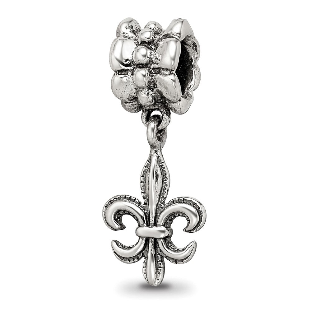 Sterling Silver Reflections Fleur de Lis Dangle Bead, 22.73 x 9.09 mm