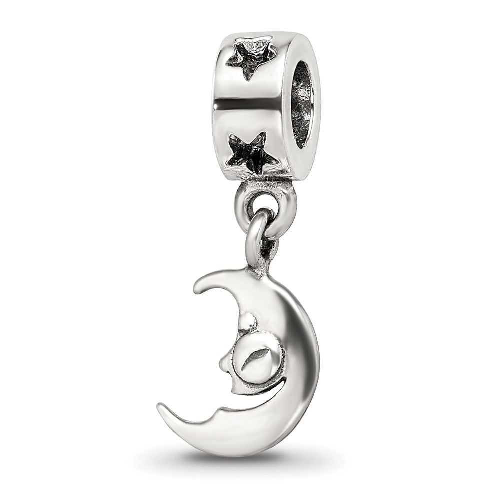Sterling Silver Reflections Crescent Moon Dangle Bead, 21.82 x 7.27 mm