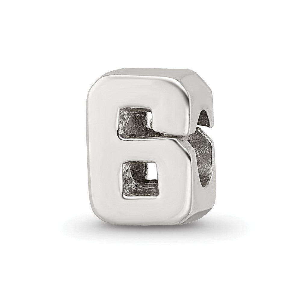 Sterling Silver Reflections Number 6 Bead, 8.18 x 5.45 mm
