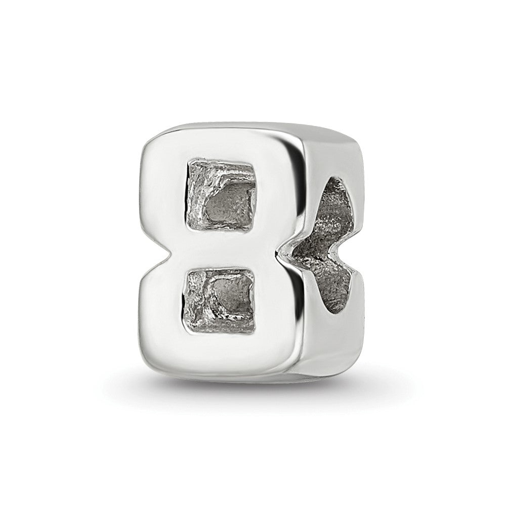 Sterling Silver Reflections Number 8 Bead, 8.18 x 5.45 mm