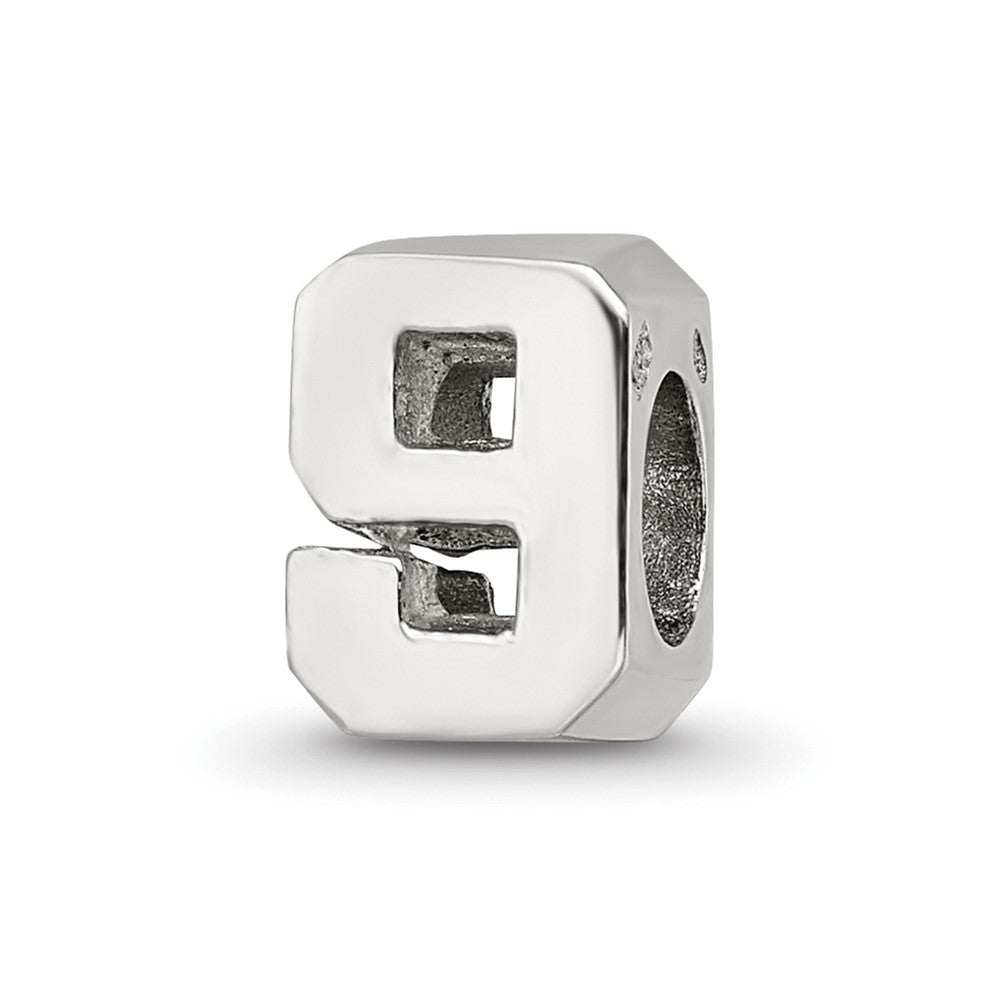 Sterling Silver Reflections Number 9 Bead, 8.18 x 6.36 mm