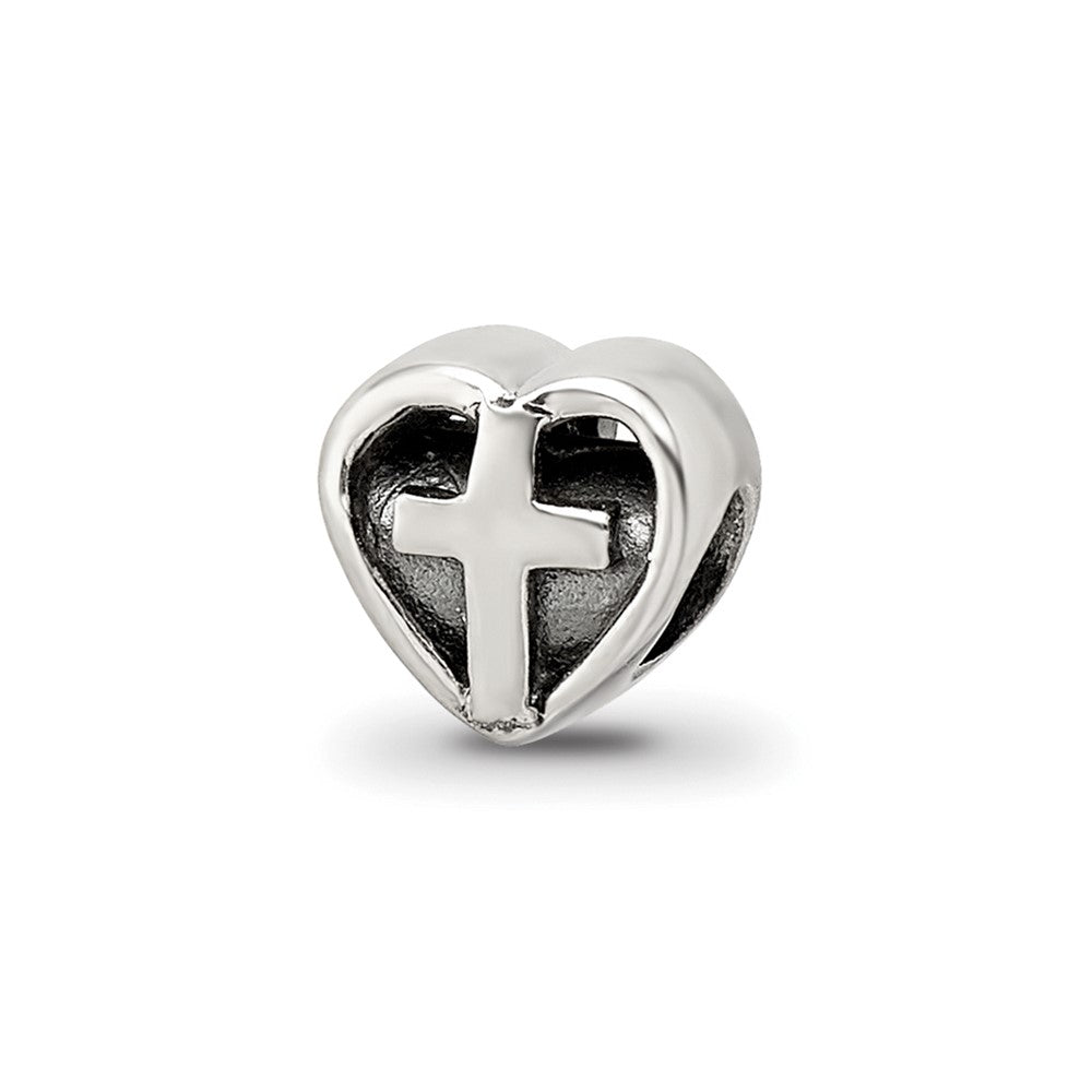 Sterling Silver Reflections Kids Heart w/Cross Bead, 6.36 x 6.36 mm