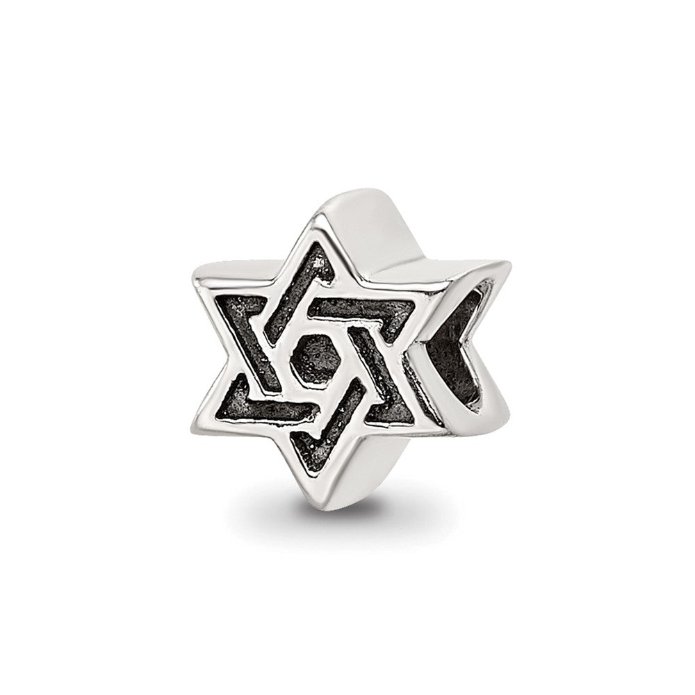 Sterling Silver Reflections Kids Star of David Bead, 7.27 x 7.27 mm