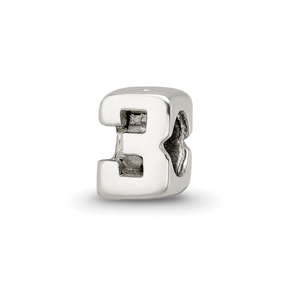 Sterling Silver Reflections Kids Number 3 Bead, 6.36 x 5.45 mm