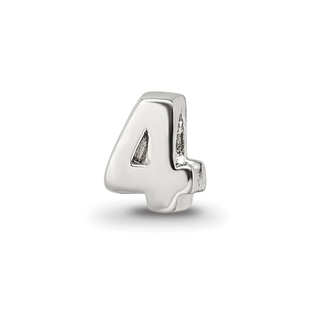 Sterling Silver Reflections Kids Number 4 Bead, 6.36 x 5.45 mm