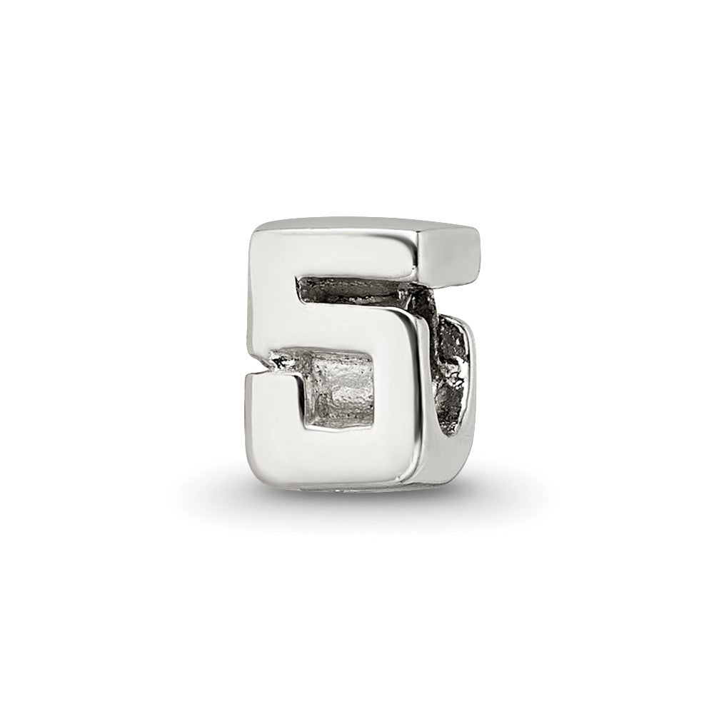 Sterling Silver Reflections Kids Number 5 Bead, 6.36 x 5.45 mm