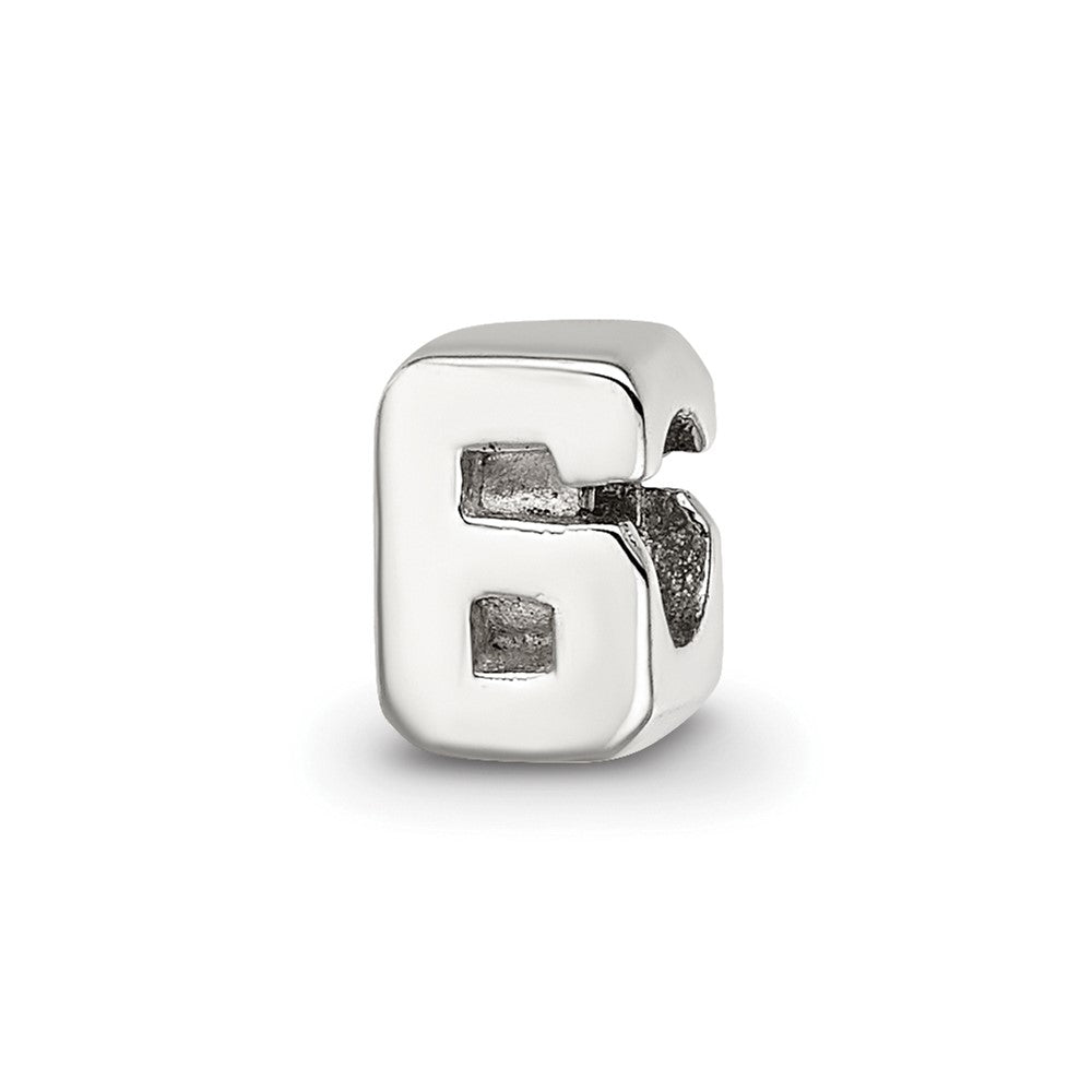 Sterling Silver Reflections Kids Number 6 Bead, 6.36 x 5.45 mm