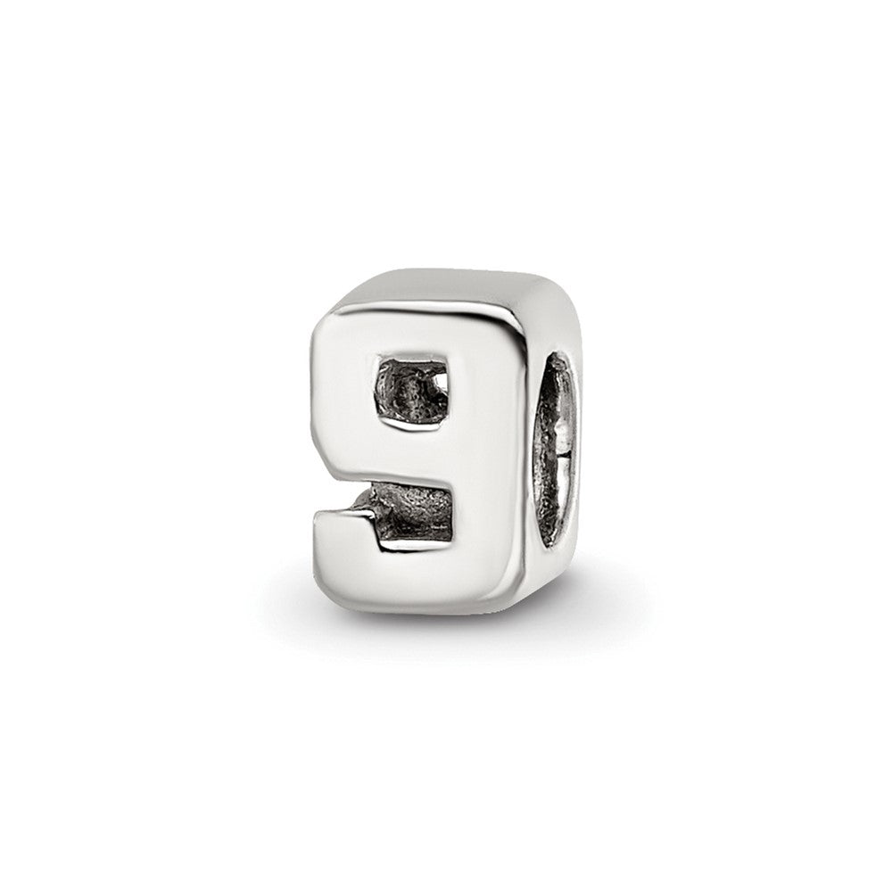 Sterling Silver Reflections Kids Number 9 Bead, 6.36 x 5.45 mm
