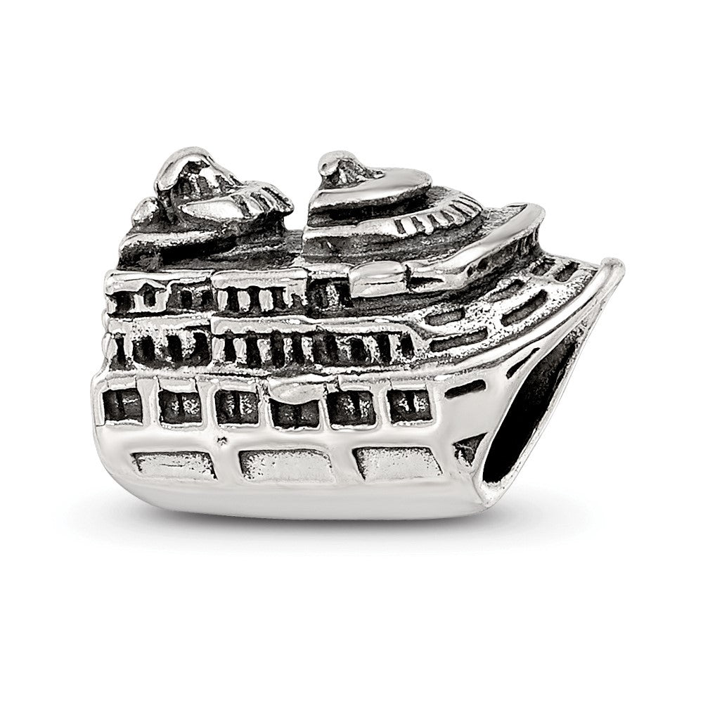 Sterling Silver Reflections Cruise Ship Bead, 8.18 x 13.64 mm