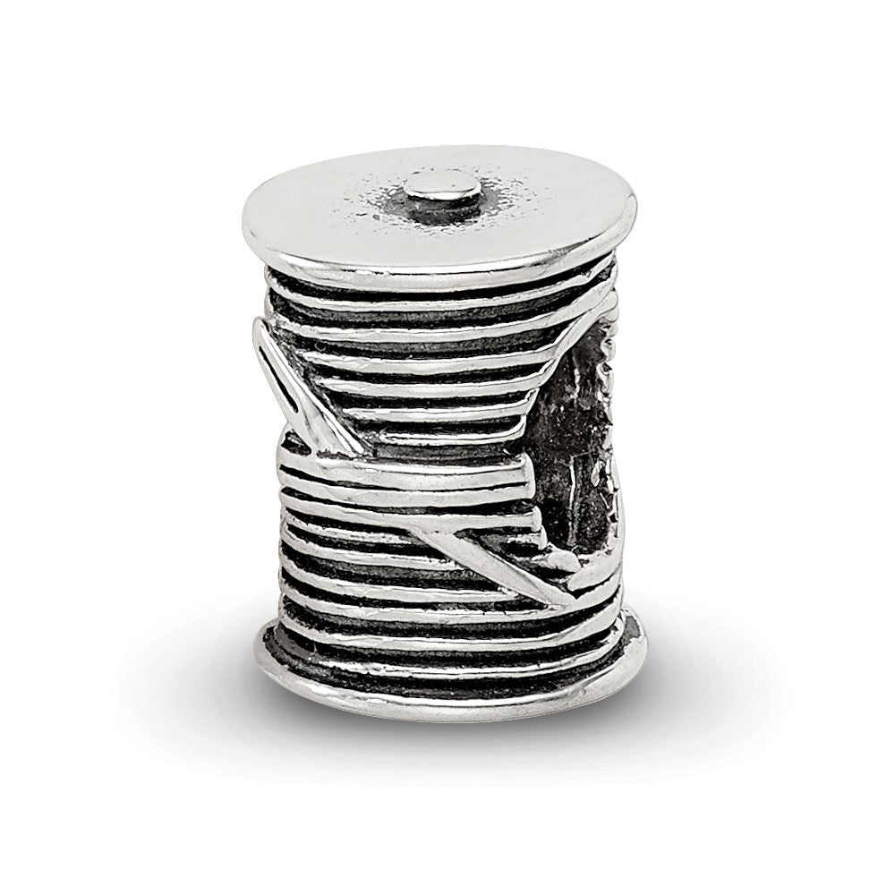 Sterling Silver Reflections Thread & Needle Bead, 11.82 x 7.27 mm