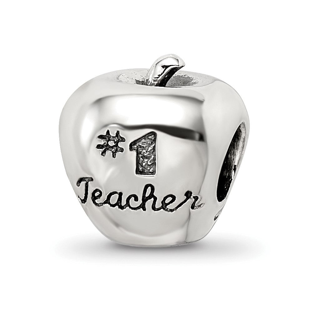 Sterling Silver Reflections #1 Teacher on Apple Bead, 10 x 10.91 mm