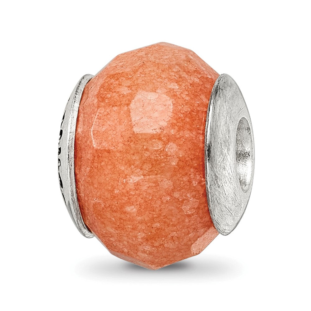 Sterling Silver Reflections Peach Quartz Stone Bead, 12.73 x 10 mm