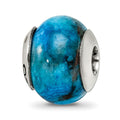 Sterling Silver Reflections Blue Crazy Lace Agate Stone Bead, 12.73 x 10.91 mm