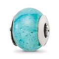 Sterling Silver Reflections Cracked Blue Aventurine Stone Bead, 11.82 x 11.82 mm