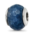 Sterling Silver Reflections Dark Blue Quartz Stone Bead, 13.64 x 10.91 mm