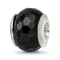 Sterling Silver Reflections Black Agate Stone Bead, 12.73 x 11.82 mm