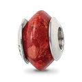 Sterling Silver Reflections Bamboo Coral Stone Bead, 12.73 x 8.18 mm