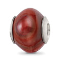 Sterling Silver Reflections Red Brown Agate Stone Bead, 15.45 x 12.73 mm