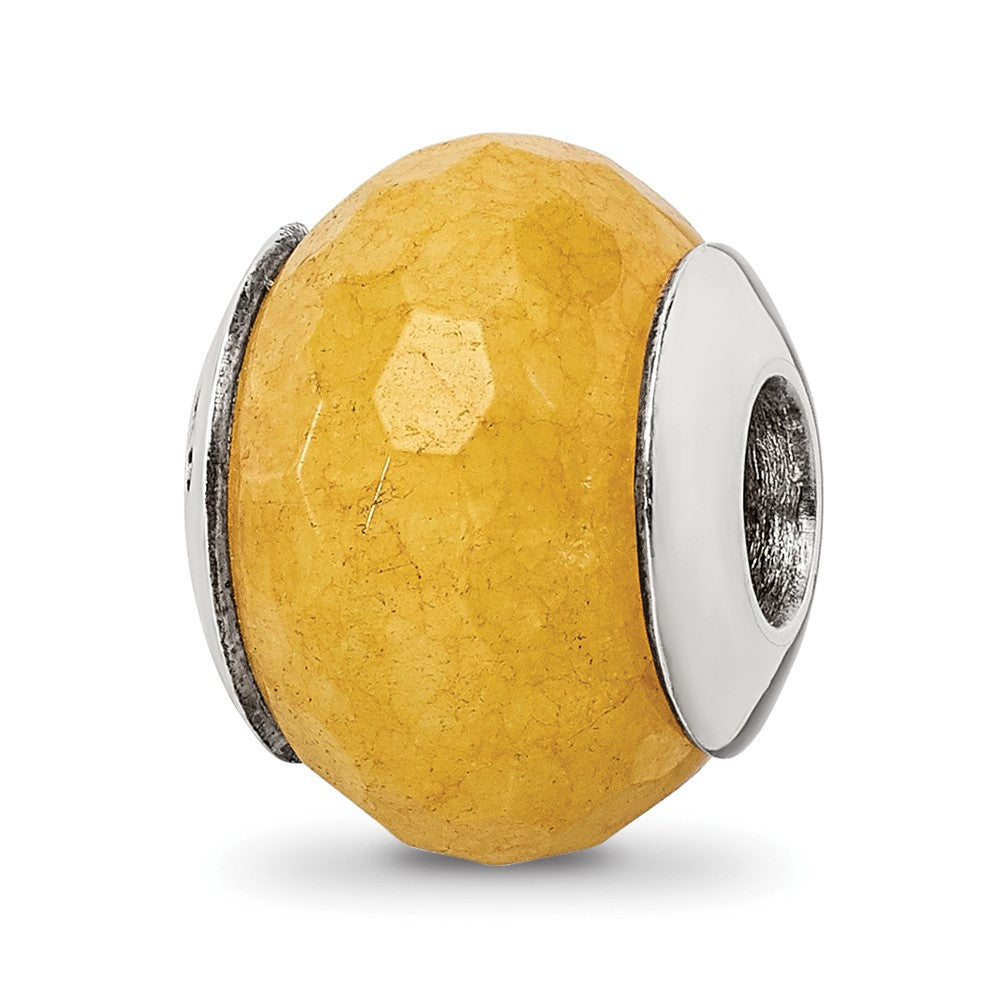 Sterling Silver Reflections Yellow Quartz Stone Bead, 12.73 x 10.91 mm