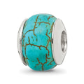 Sterling Silver Reflections Blue Magnesite Stone Bead, 10.91 x 9.09 mm