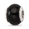 Sterling Silver Reflections Black Agate Stone Bead, 12.73 x 10.91 mm
