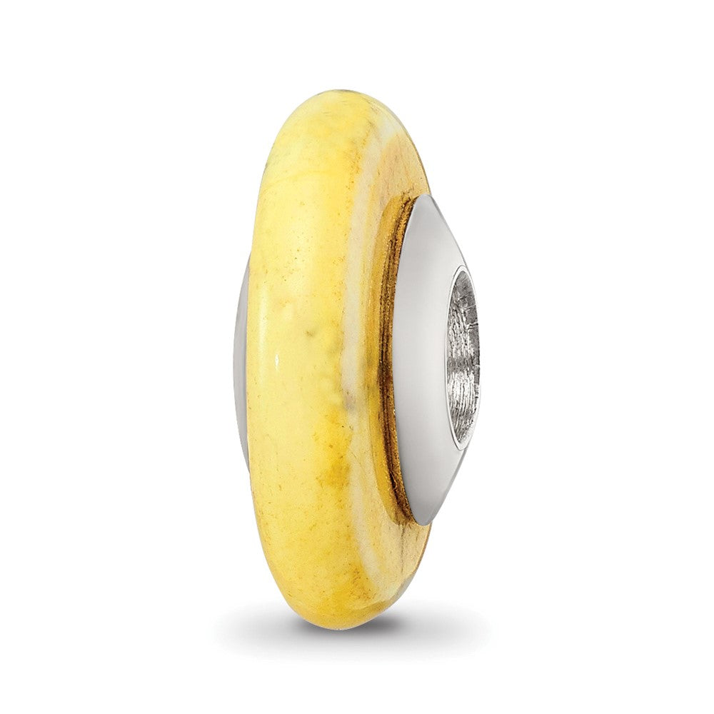 Sterling Silver Reflections Yellow Maganasite Stone Bead, 15.45 x 6.36 mm