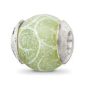 Sterling Silver Reflections Etched Jade Stone Bead, 11.82 x 11.82 mm