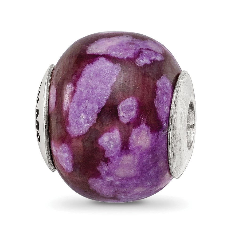 Sterling Silver Reflections Purple Magnesite Stone Bead, 14.55 x 12.73 mm