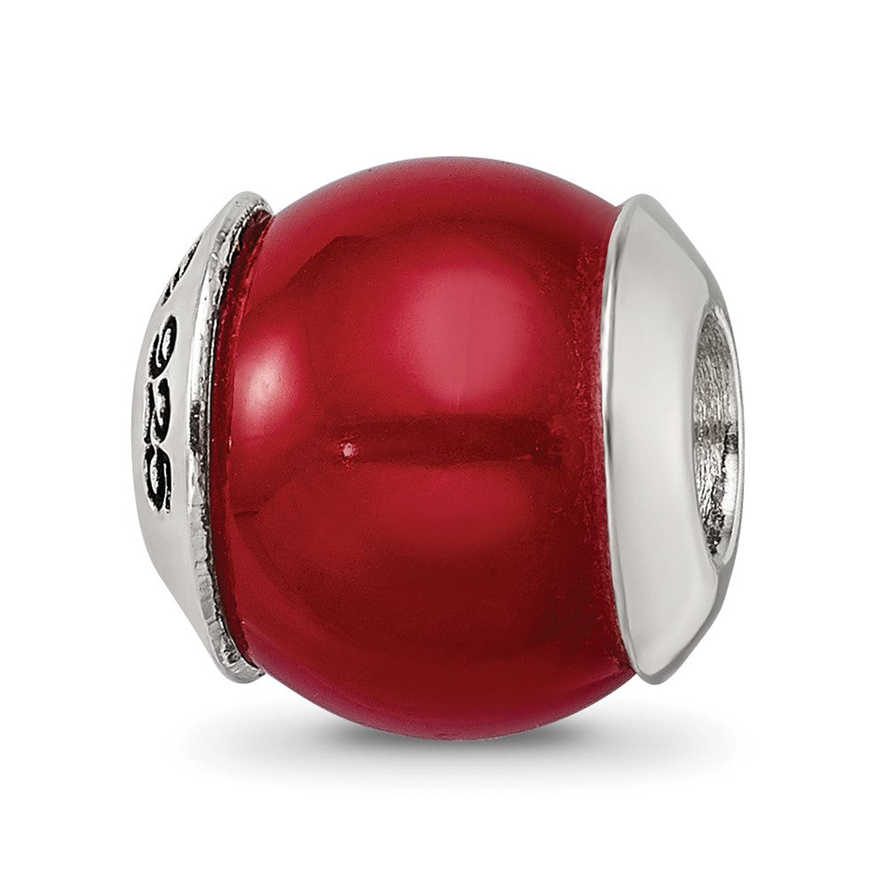 Sterling Silver Reflections Red Quartz Stone Bead, 11.82 x 11.82 mm